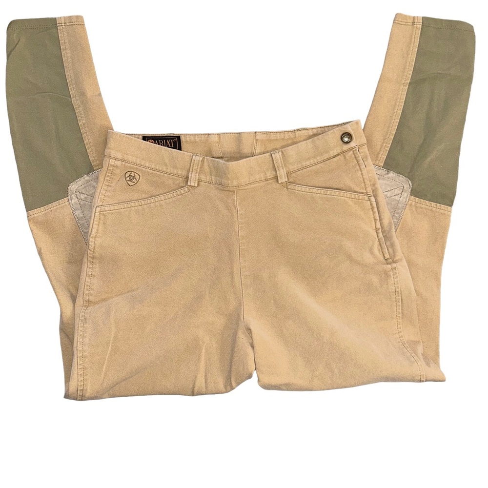 Ariat Tan Equestrian Riding Pants with Green Accents